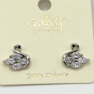 Swan CZ Silver Earrings